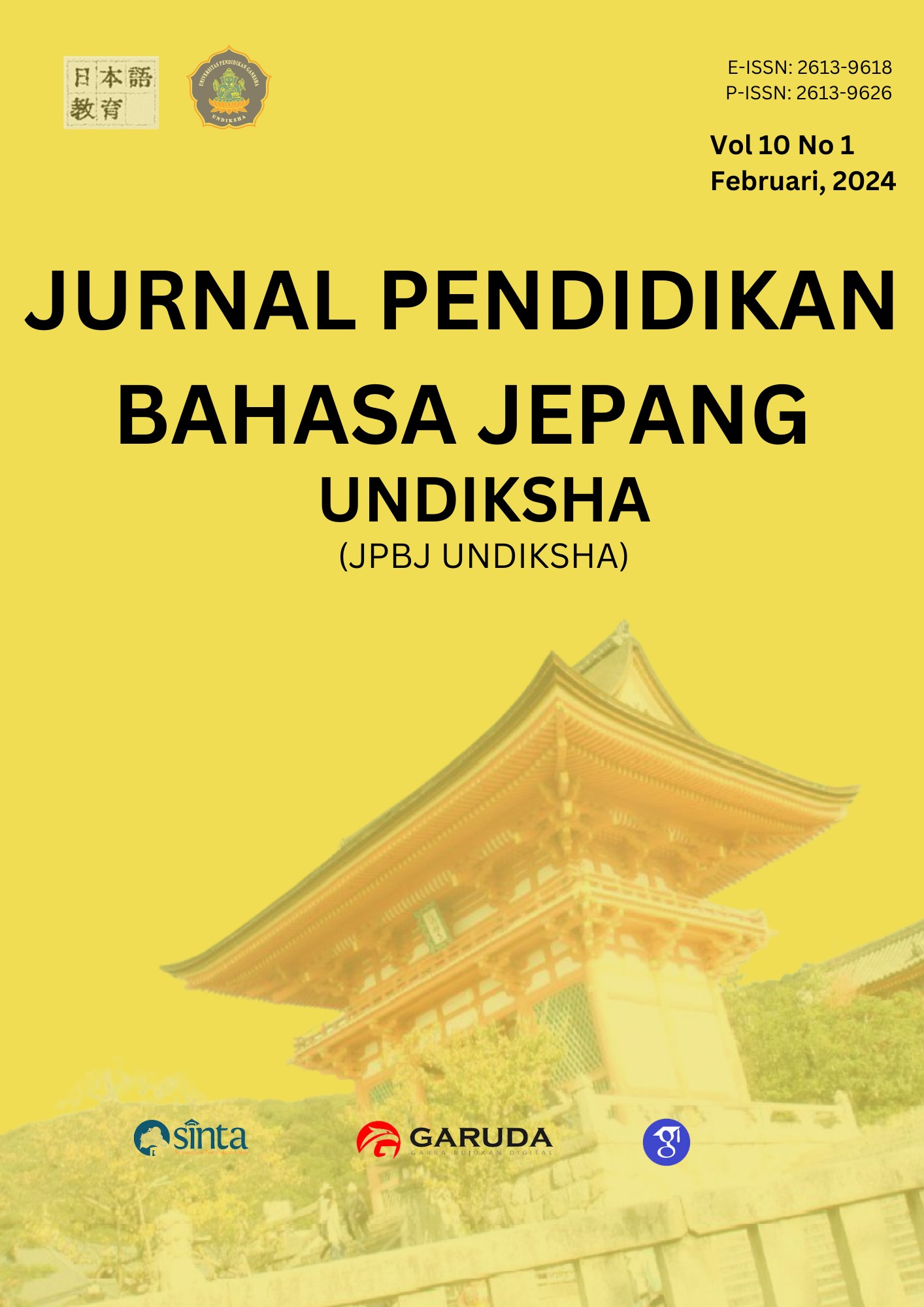 					Lihat Vol 10 No 1 (2024): Melihat Lebih Dekat Pembelajaran Bahasa Jepang dan Kebudayaan Jepang
				